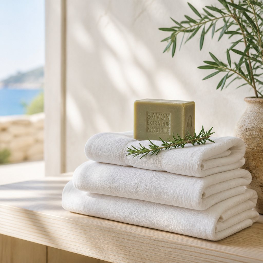Fresh linens and natural cleaning products